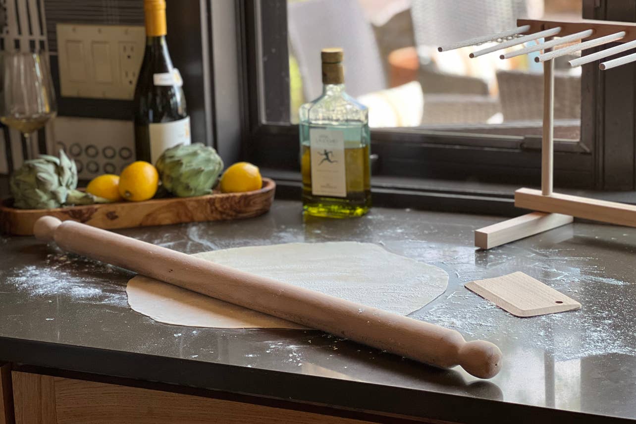 Italian Beechwood Rolling Pin and Dough Scraper Set