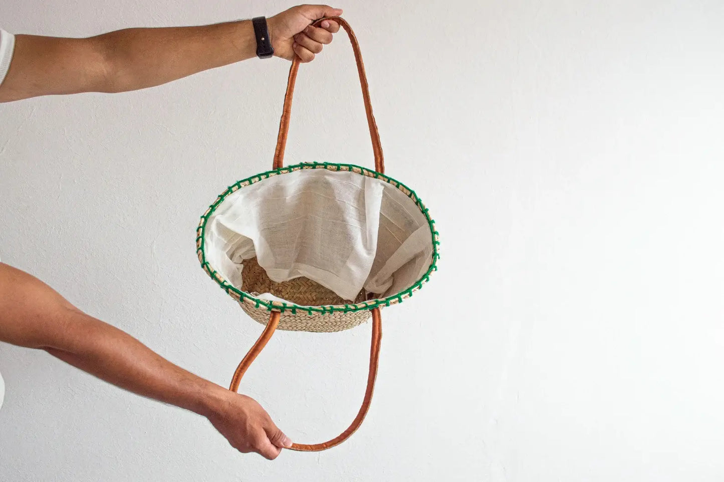 French Market Basket with Leather | Beach Bag, Shopping Tote