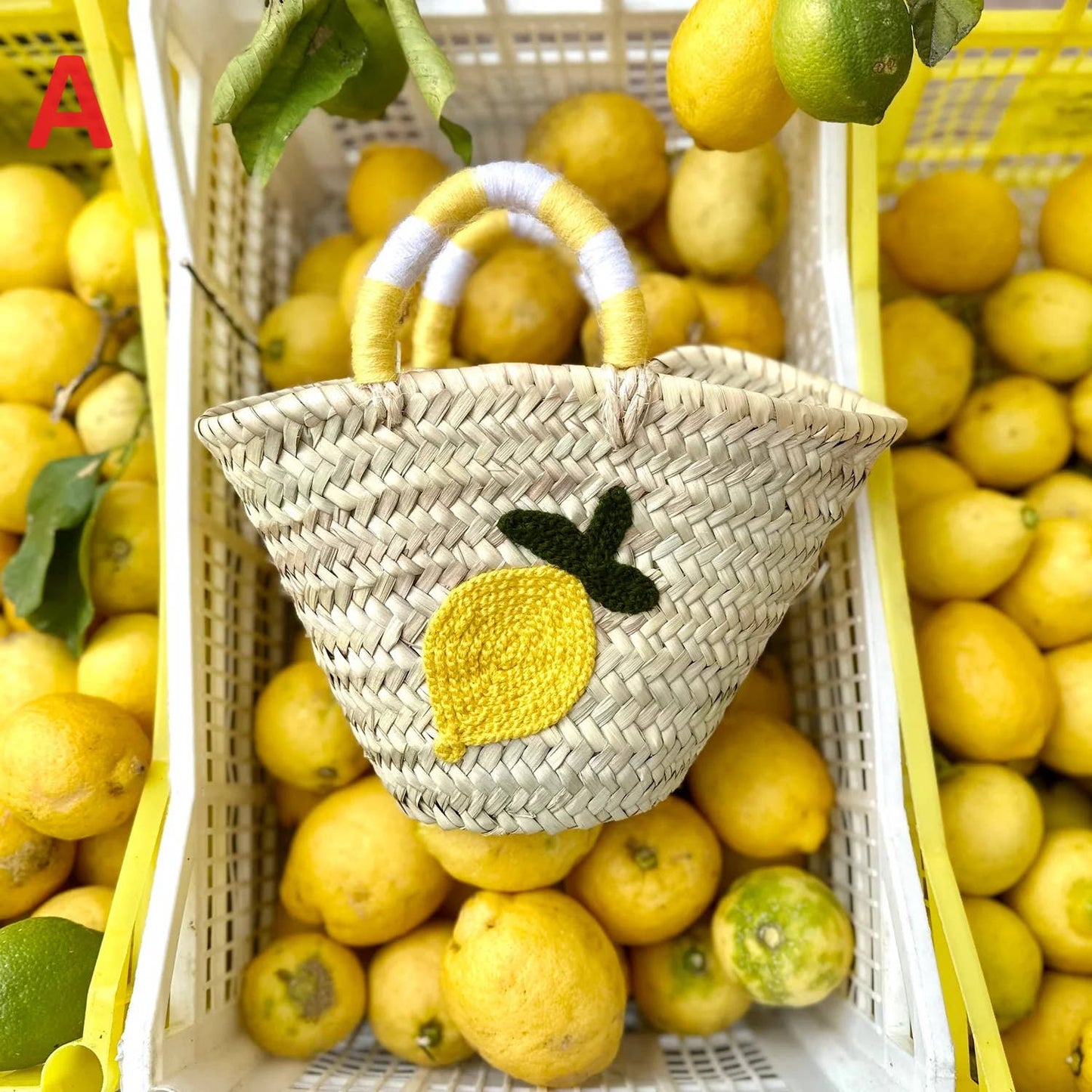 Small Lemon Natural Straw Basket