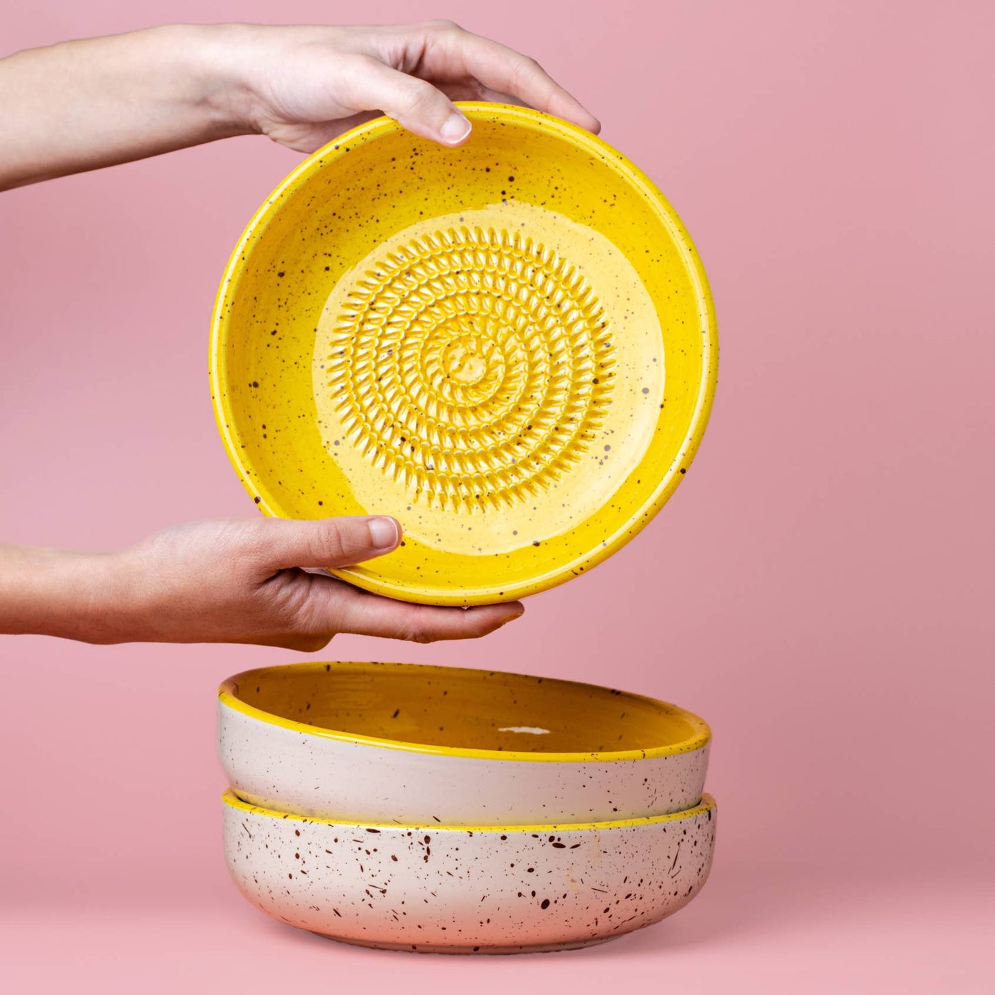 Handmade Ceramic Grater Bowl Yellow