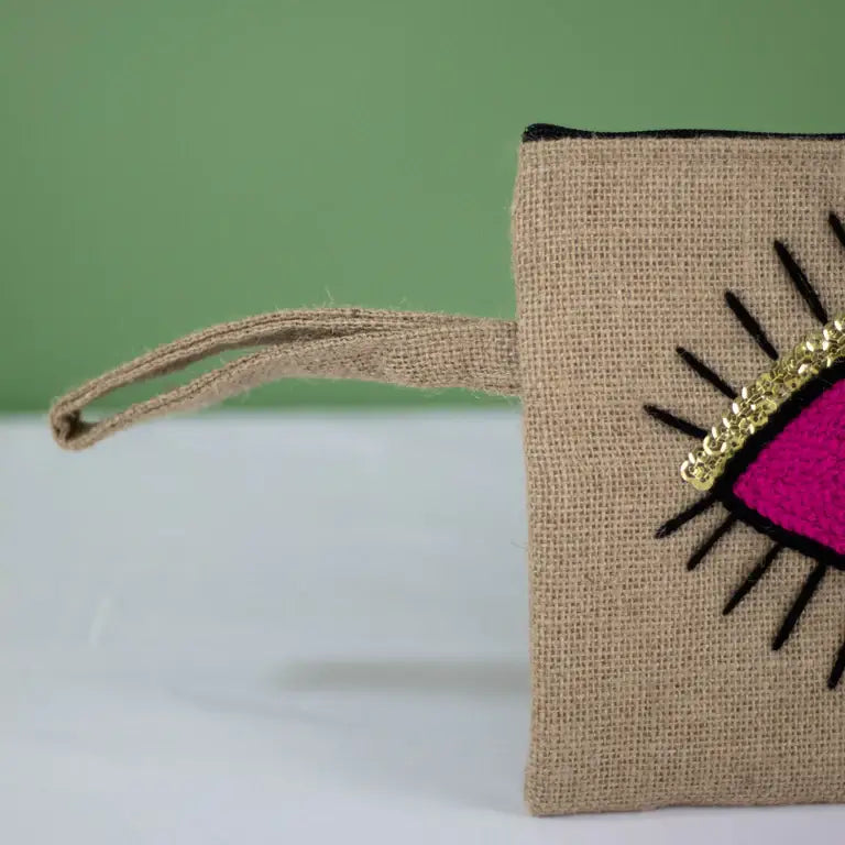 Handmade Yellow Moroccan Evil Eye Clutch