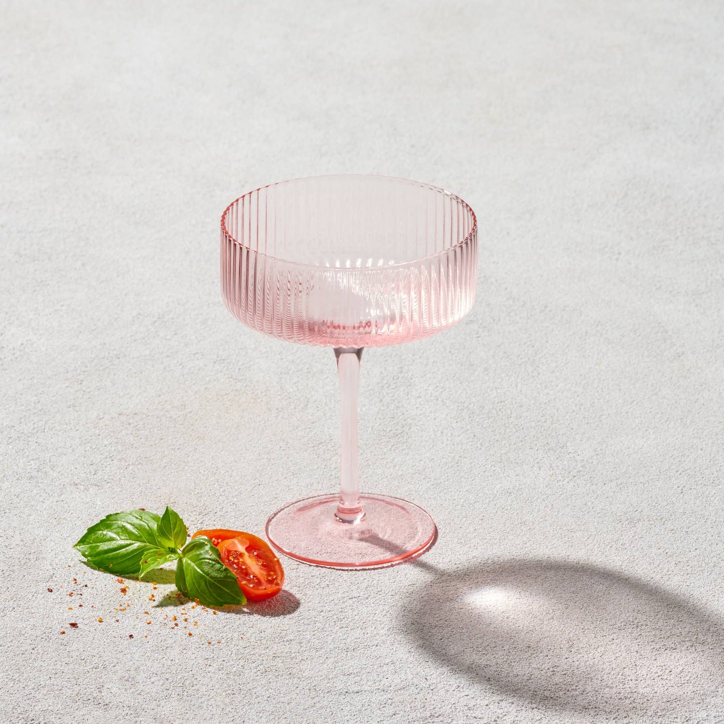 Malibu Ribbed Glass Blush Pink 10 OZ Coupe Champagne