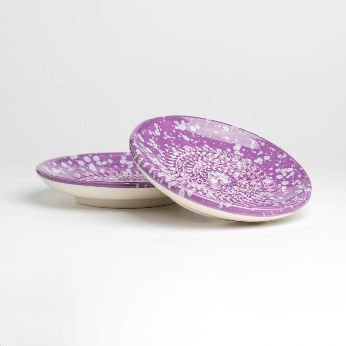Handmade Ceramic Grater Dish Purple & White