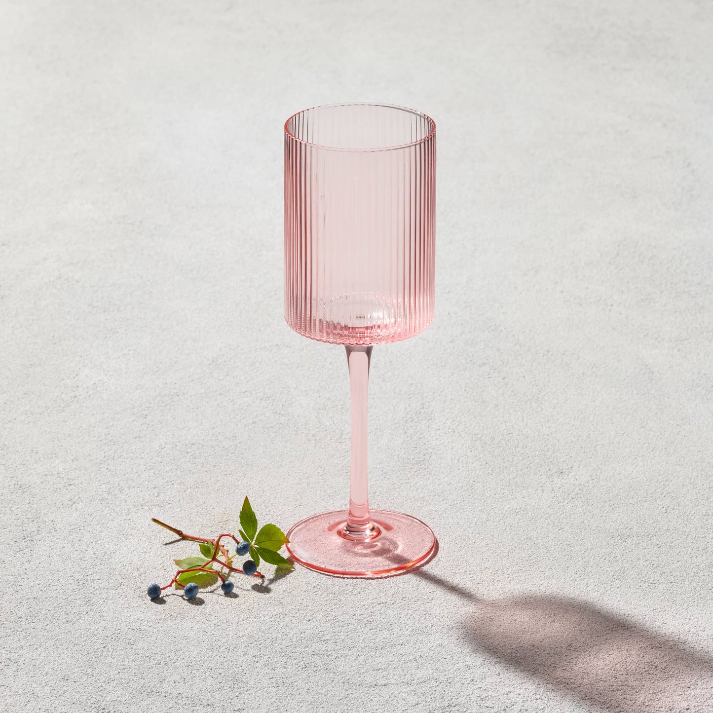 Malibu Ribbed Glass Blush Pink 11 OZ Wine Glass
