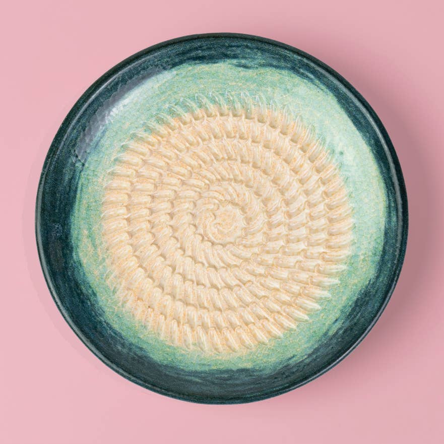 Handmade Ceramic Grater Dish Blue & Teal Ombre
