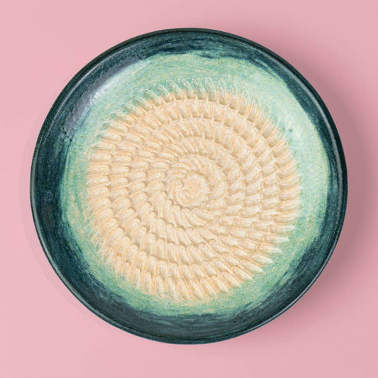 Handmade Ceramic Grater Dish Blue & Teal Ombre