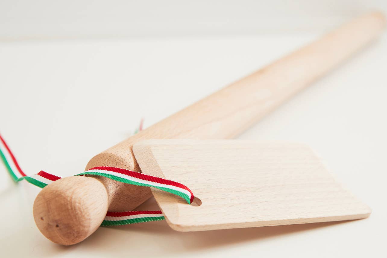 Italian Beechwood Rolling Pin and Dough Scraper Set