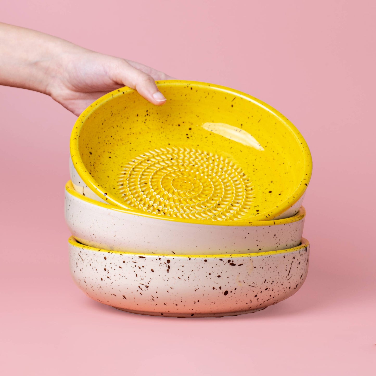 Handmade Ceramic Grater Bowl Yellow