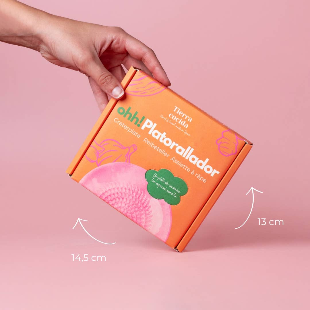 Handmade Ceramic Grater Dish Red Green Watercolor