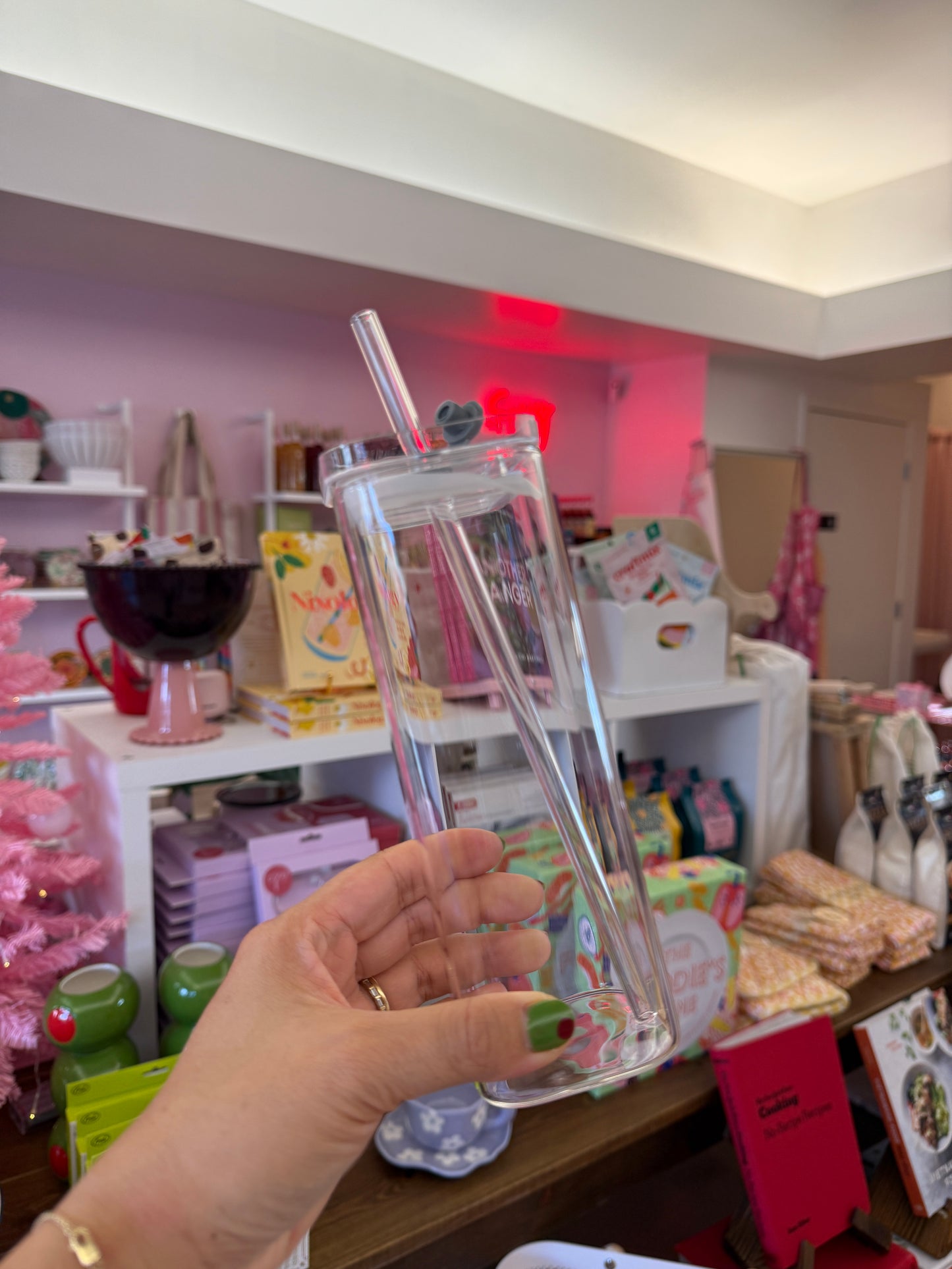 Square Travel Glass Cup with Straw