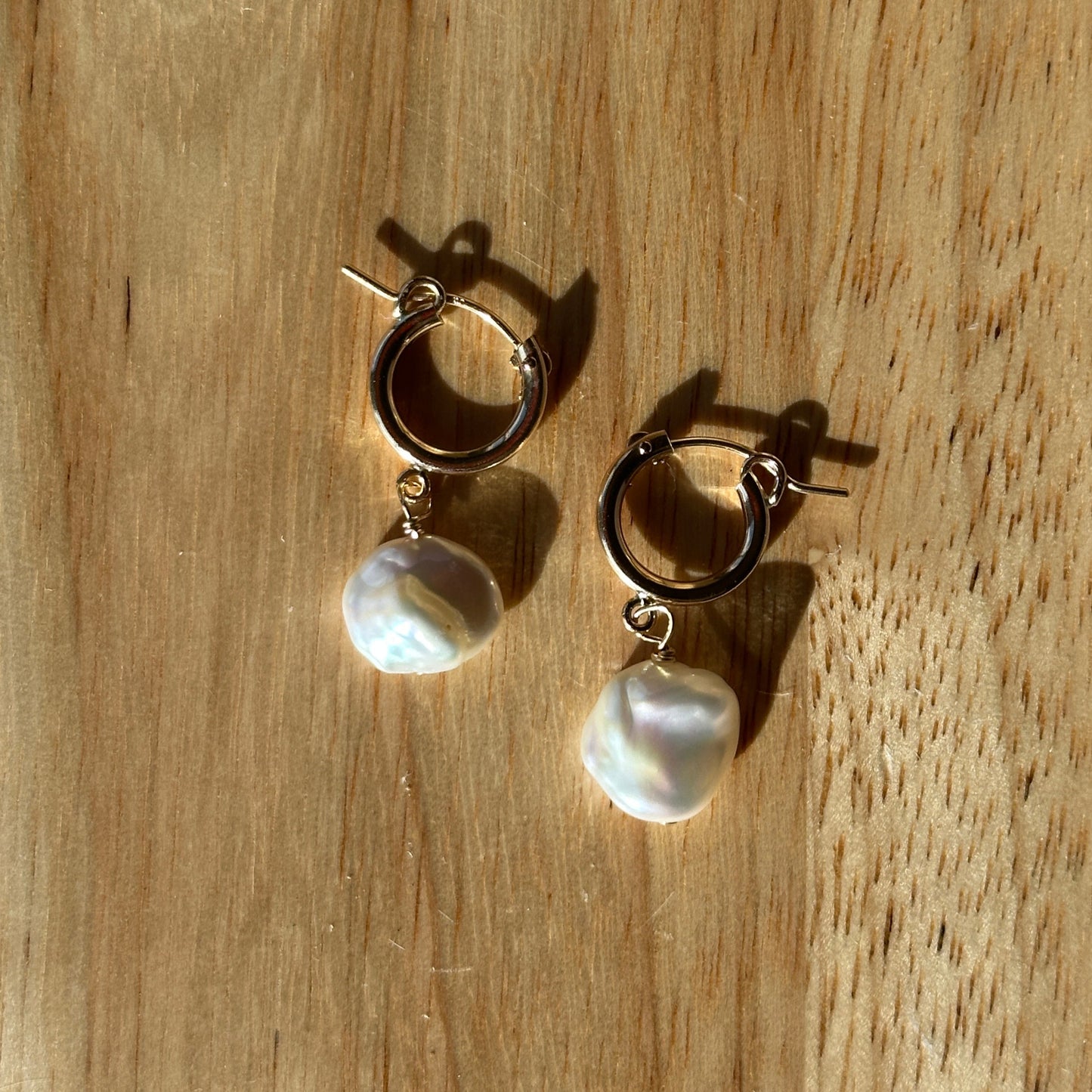 Mother of Pearl Huggie Drop Earrings