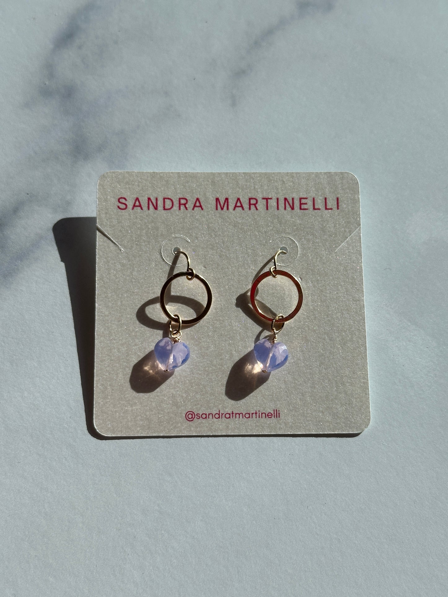 Heart Gem Drop Earrings