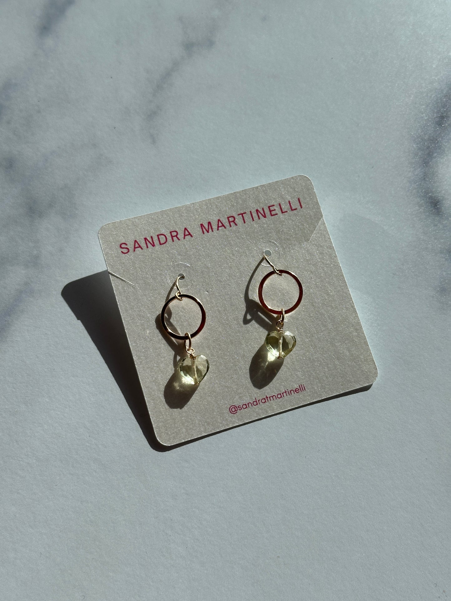 Heart Gem Drop Earrings
