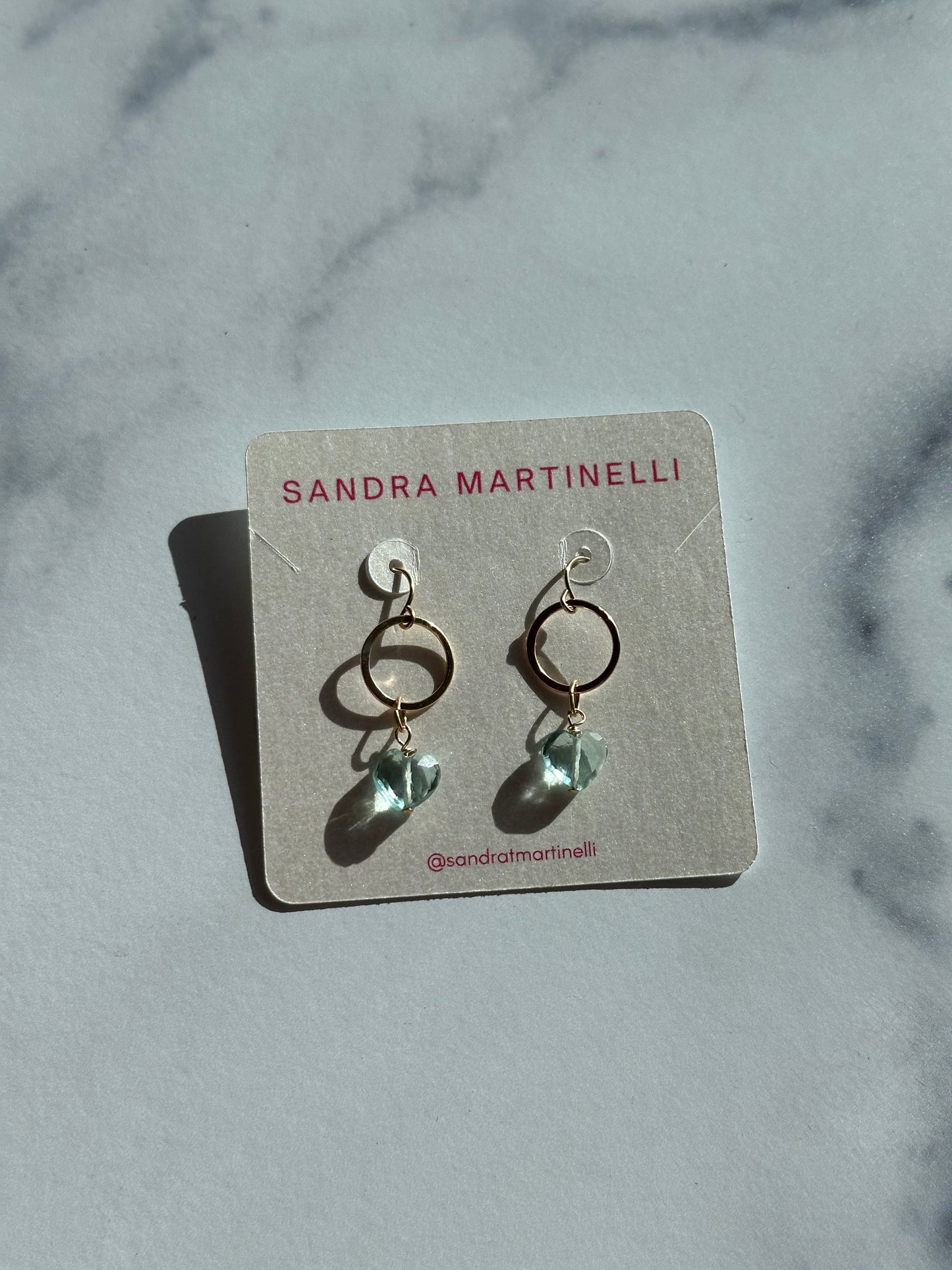 Heart Gem Drop Earrings