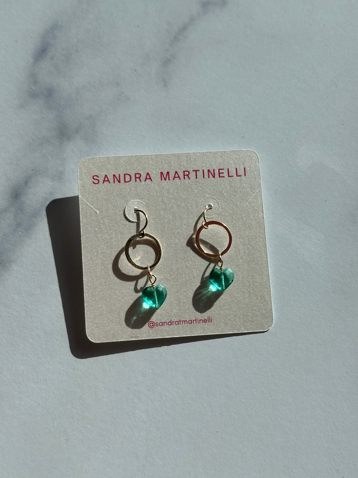 Heart Gem Drop Earrings