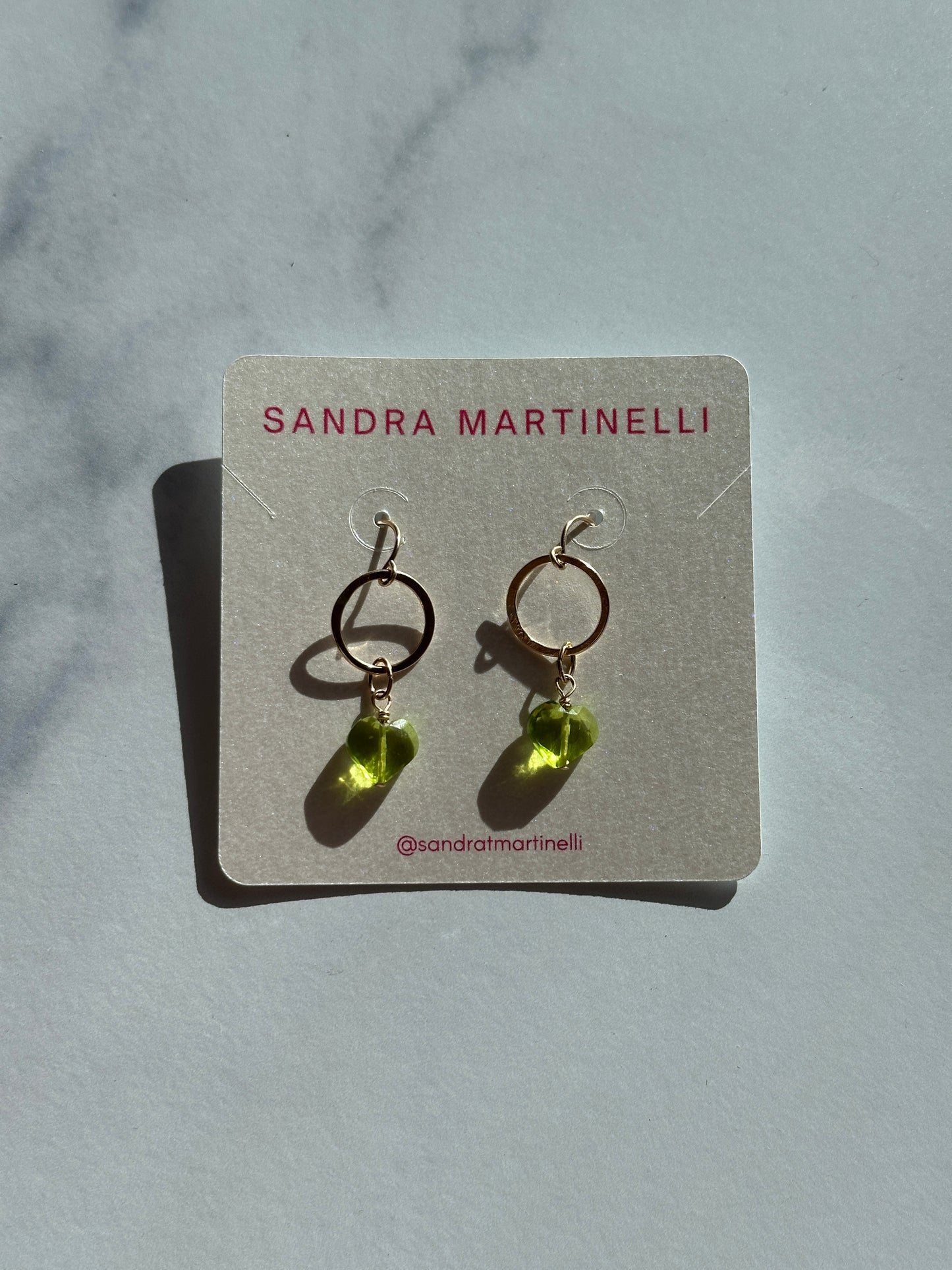 Heart Gem Drop Earrings