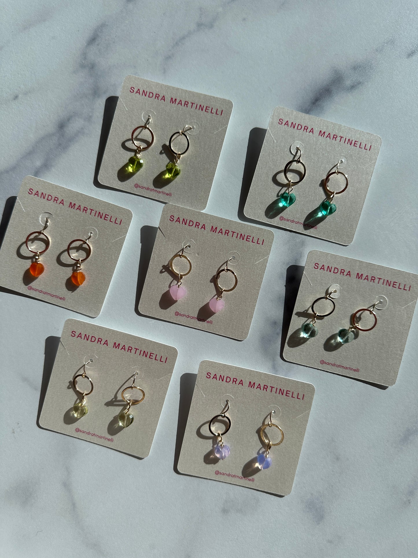 Heart Gem Drop Earrings