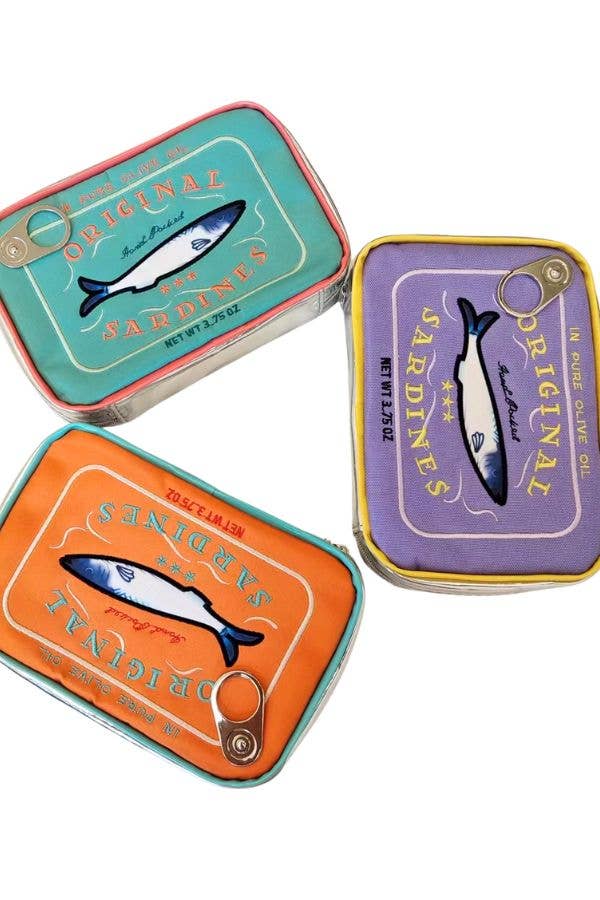 Sardine's Tin Can Gift Cosmetic Bag: Aqua/Coral