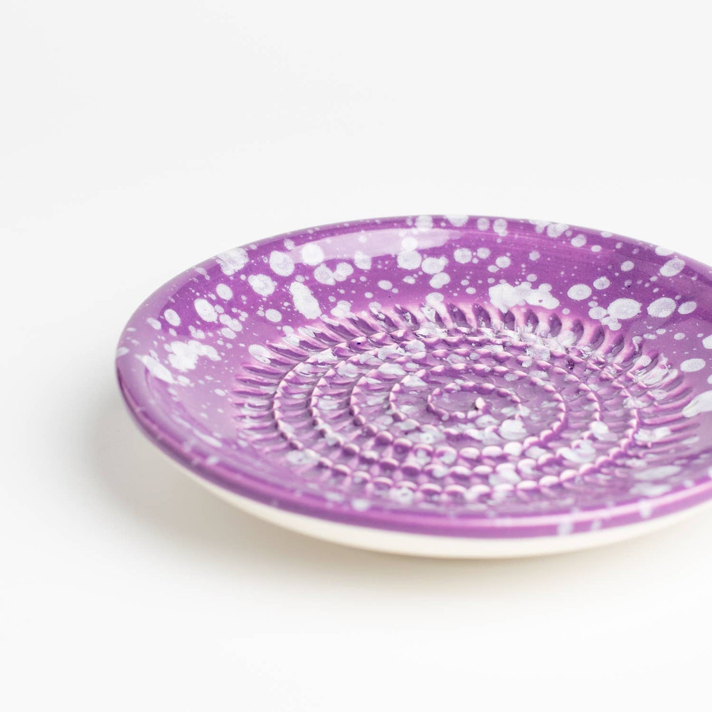 Handmade Ceramic Grater Dish Purple & White
