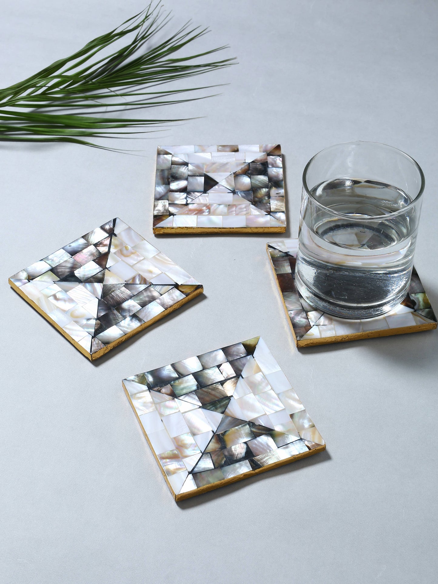 Mother of Pearl Coaster Stretcher Pattern- Set Of 4