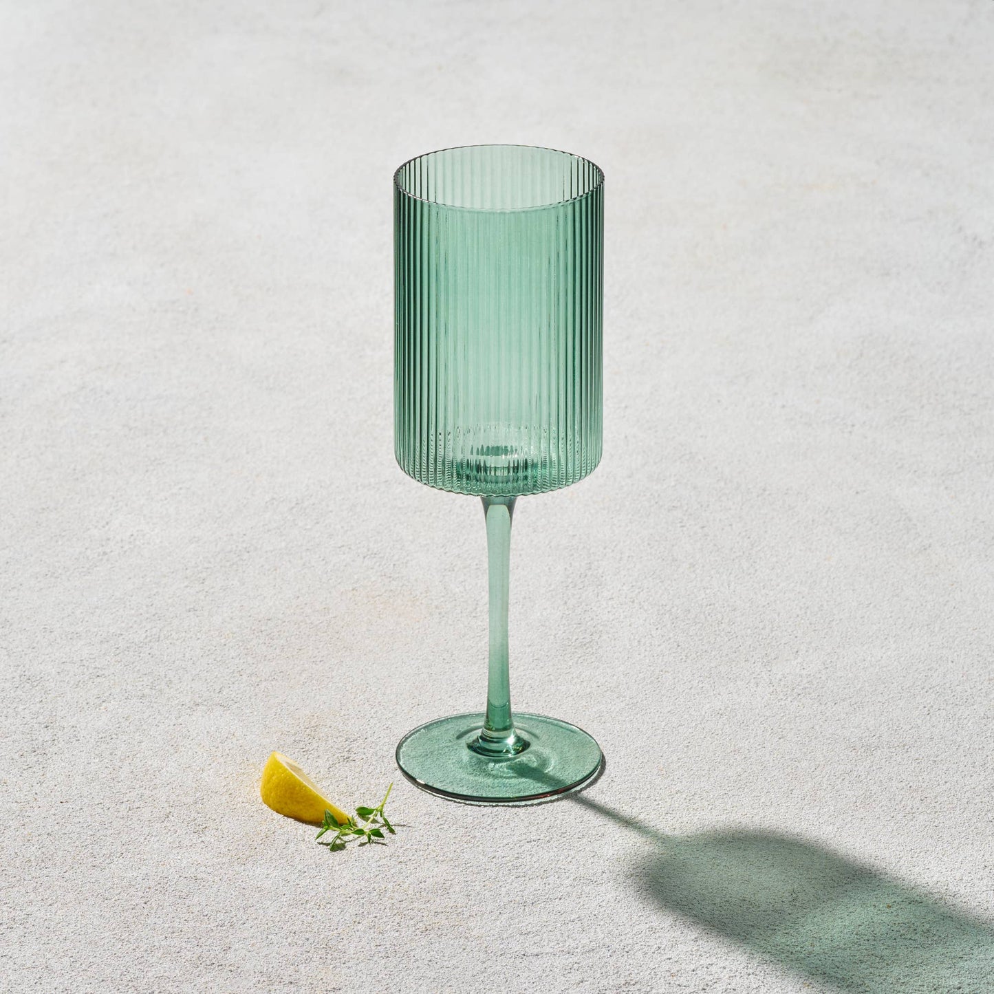 Malibu Ribbed Green 11 OZ Wine Glass