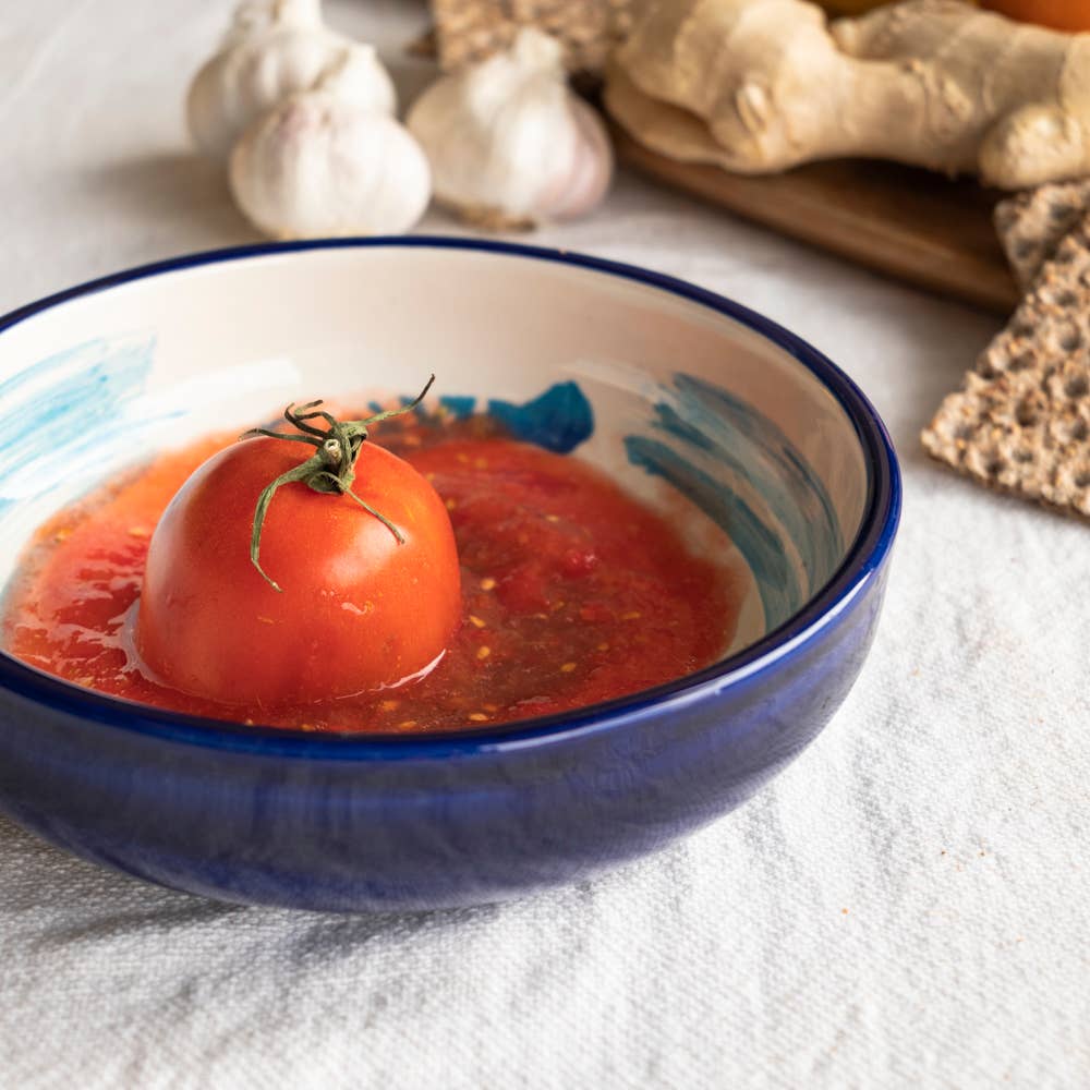 Handmade Ceramic Grater Bowl Blue Fish
