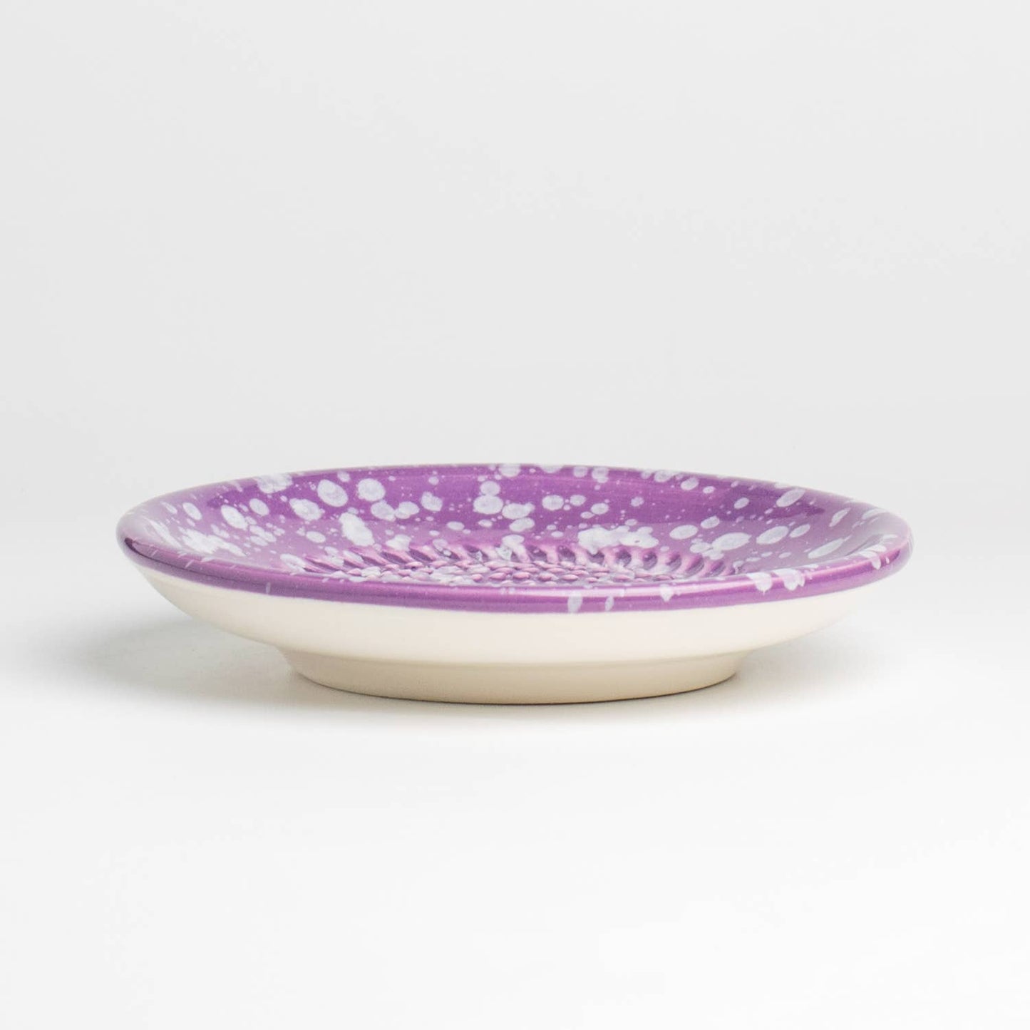 Handmade Ceramic Grater Dish Purple & White