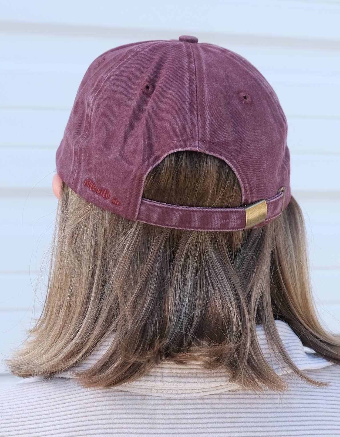 Tinned Fish Embroidered Hat, Washed Burgundy