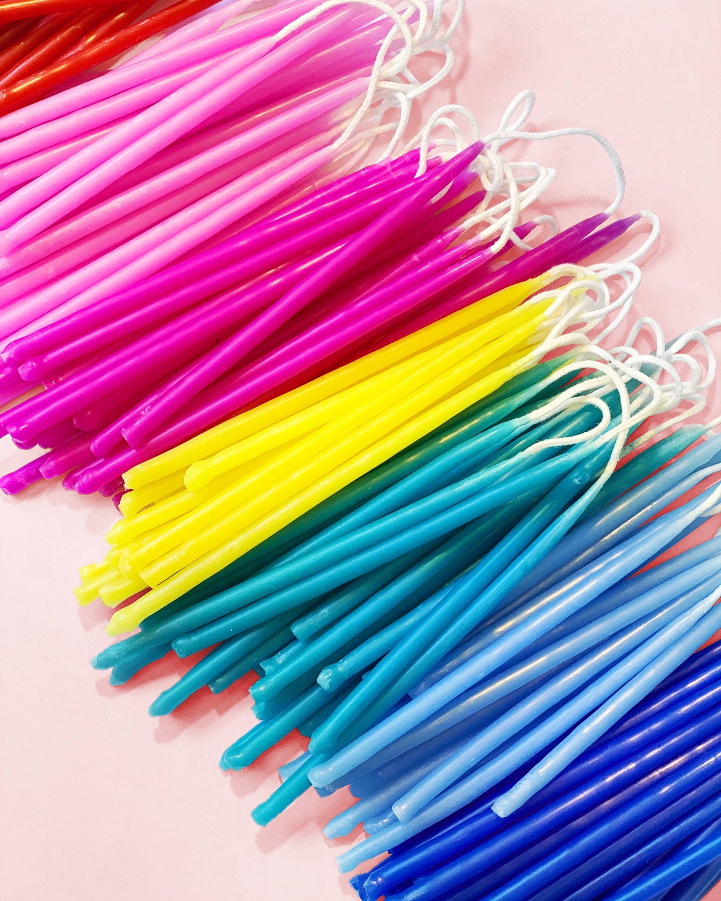 100% Beeswax Hand-Dipped Birthday Candles: Rainbow