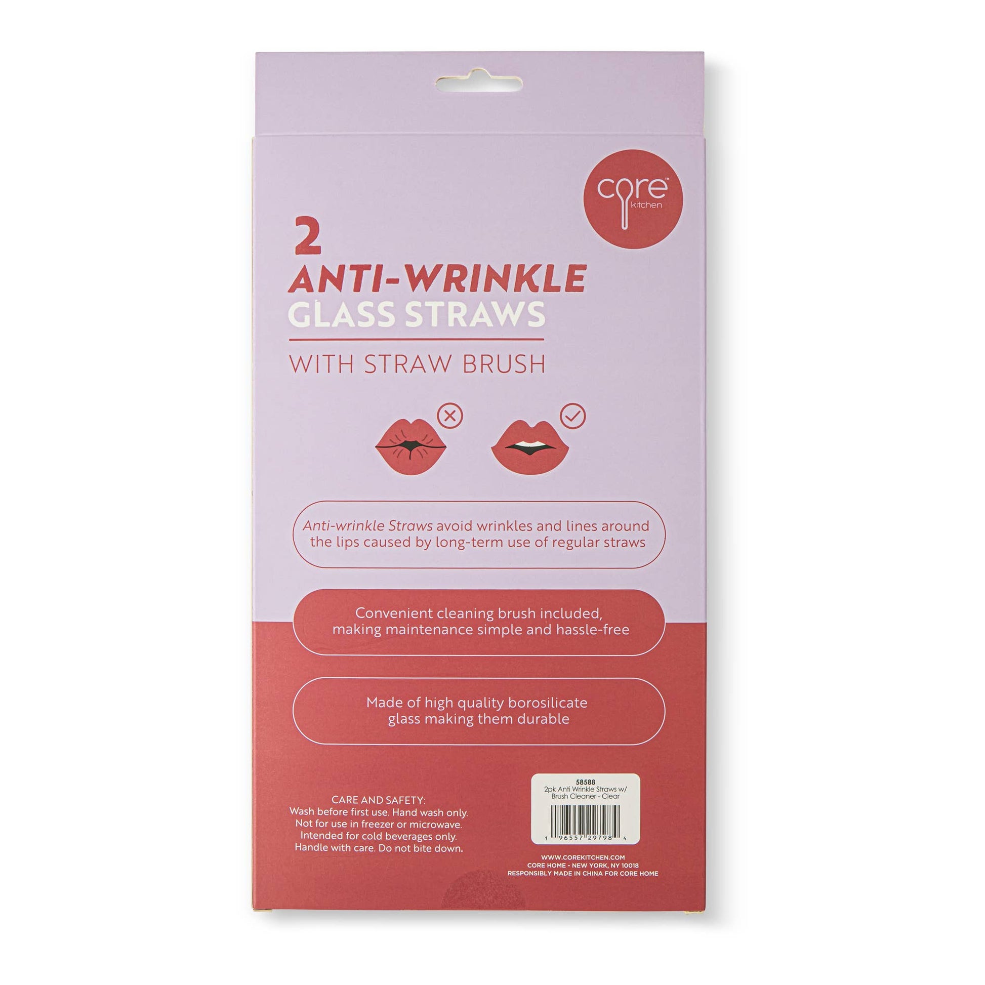 2pk Anti Wrinkle Straws w/ Brush Cleaner – Clear - Another Banger