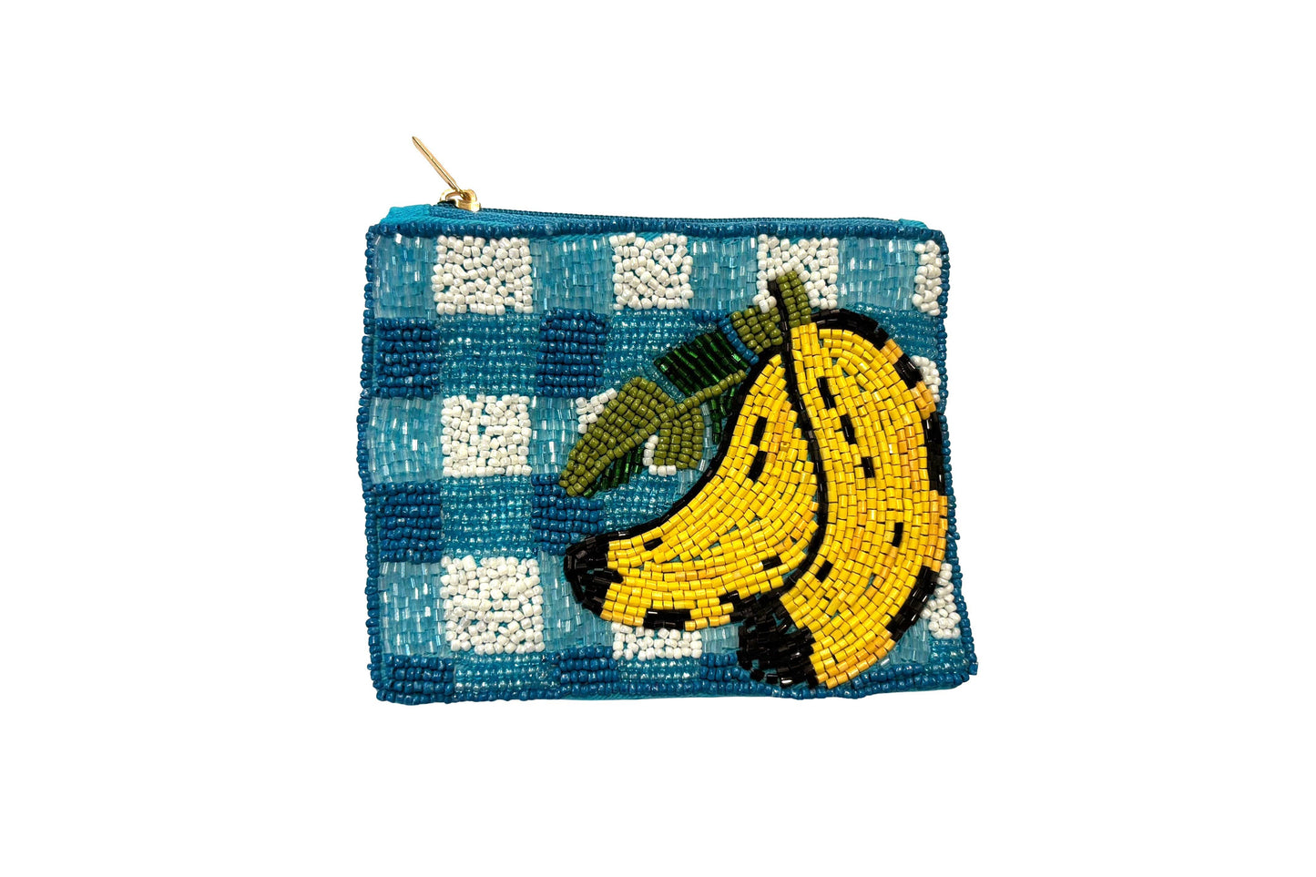Fully Beaded Banana Themed Coin Purse 