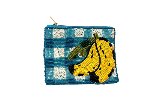Fully Beaded Banana Themed Coin Purse 
