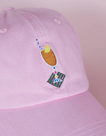 Spritz Cocktail Embroidered Hat, Pale Pink