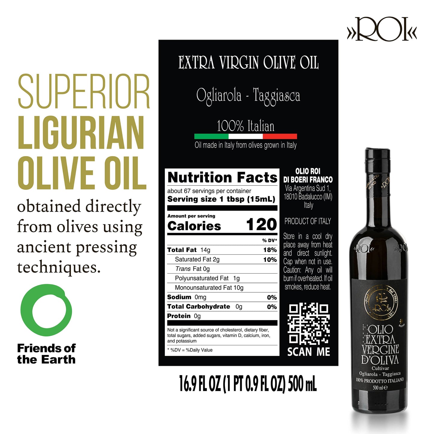 Italian Olive Oil Ligurian Taggiasca Ogliarola EVOO by ROI