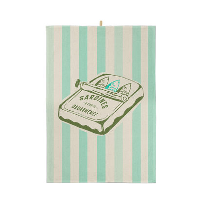 Sardine cotton tea towel: Blue