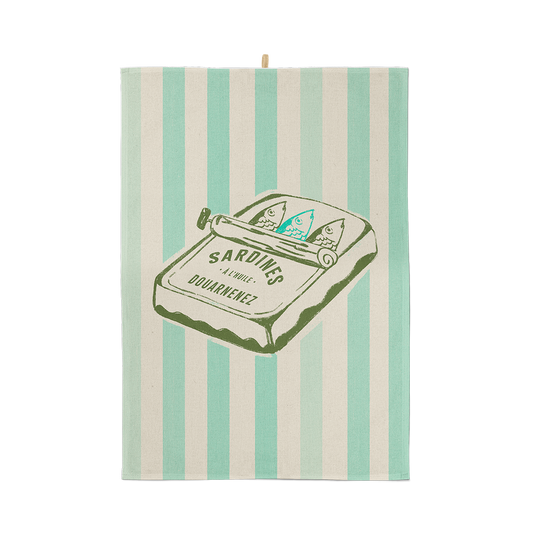 Sardine cotton tea towel: Blue