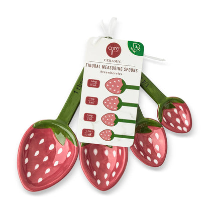 4pc Ceramic Figural Strawberry Measuring Spoons - Scarlet - Another Banger