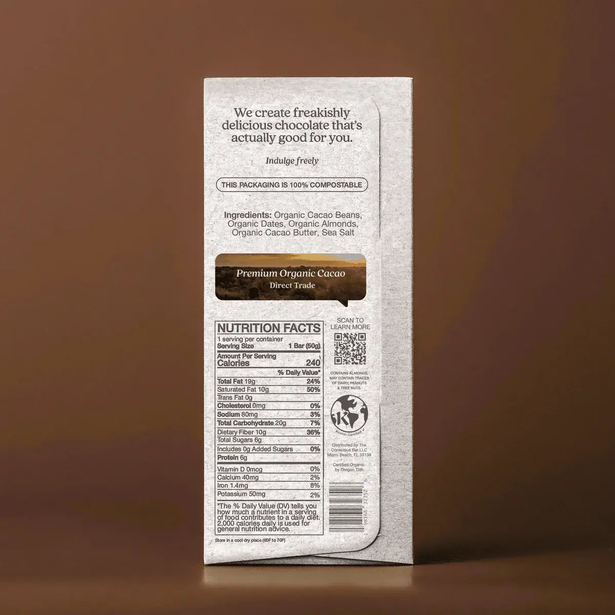 Date Sweetened Dark Chocolate - Almond Sea Salt