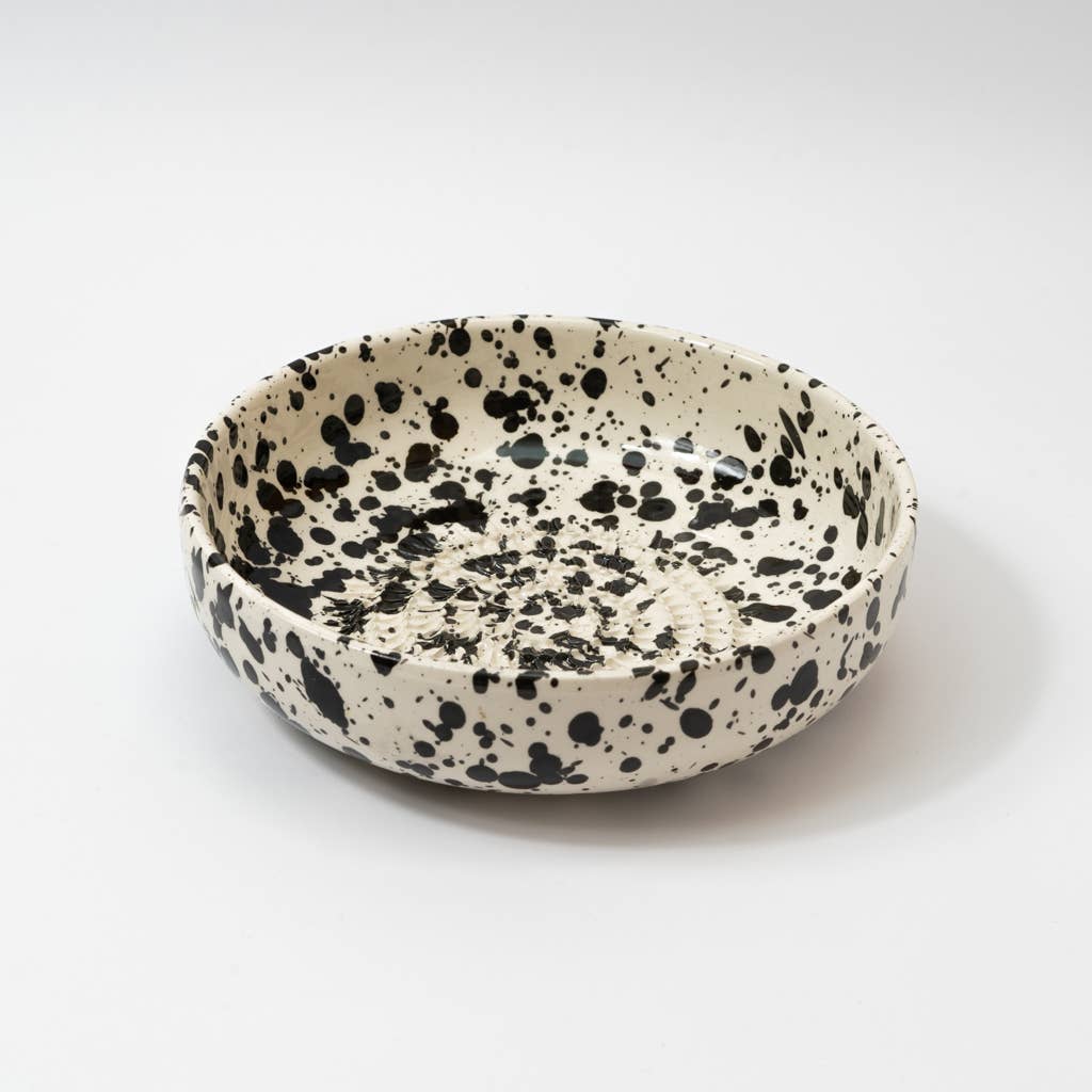 Handmade Ceramic Grater Bowl Black and White