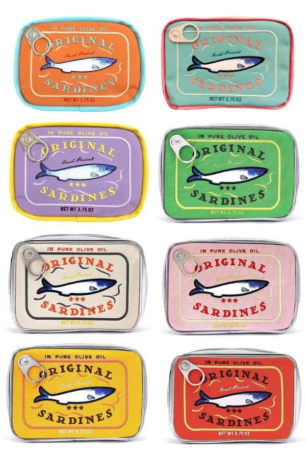 Sardine's Tin Can Gift Cosmetic Bag: Aqua/Coral