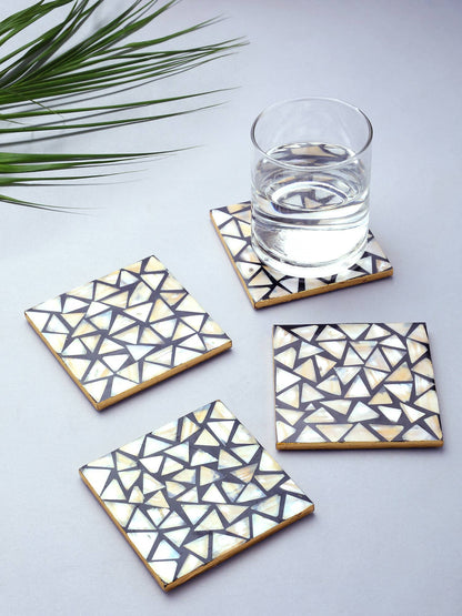 Mother of Pearl Coaster Mosaic Pattern- Set Of 4