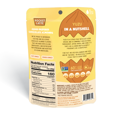 Mango Yuzu Chocolate Almonds, 3.53 oz Standing Pouch