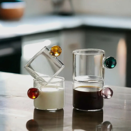 Glass Espresso Cups - Ball Handle