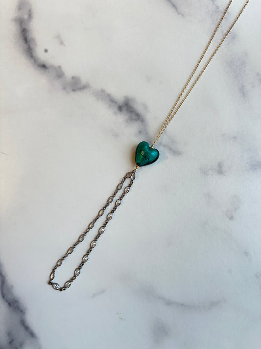 Roma Heart 2 in 1 Necklace (Teal)