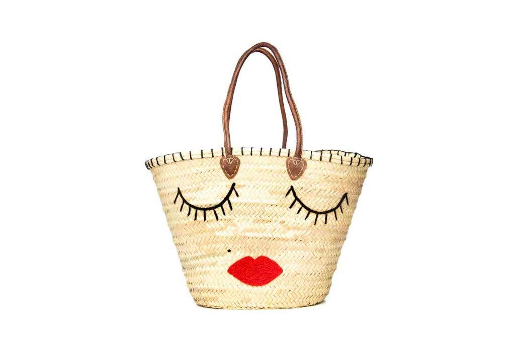 Wink Market Basket, Beach Basket Bag With Leather Handles