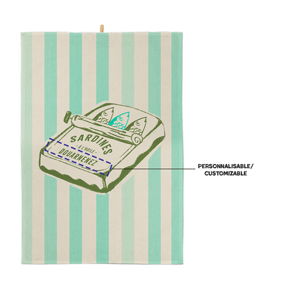 Sardine cotton tea towel: Blue