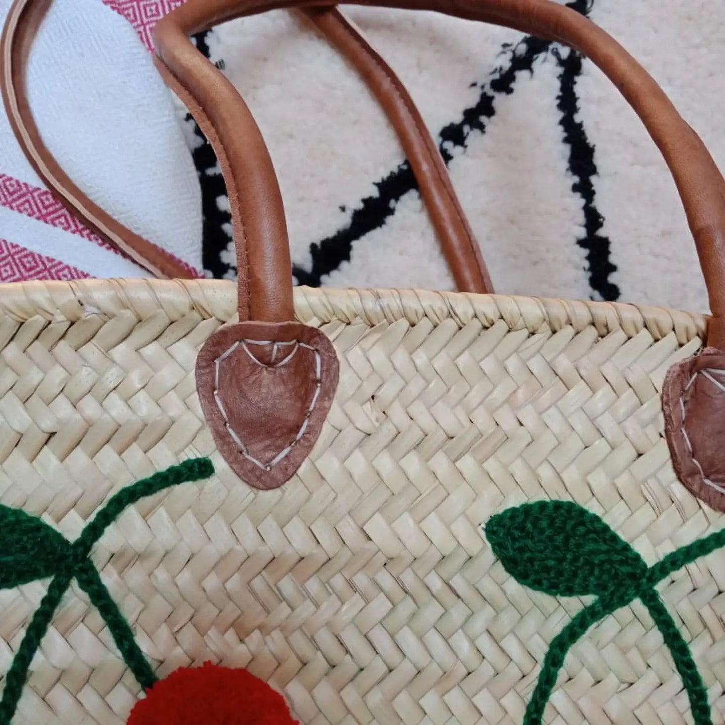 Cherry Beach Basket Bag, French Basket Market Bags