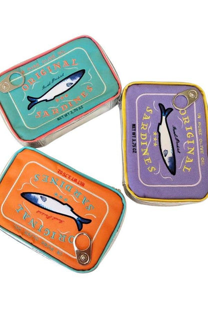 Sardine's Tin Can Gift Cosmetic Bag: Aqua/Coral