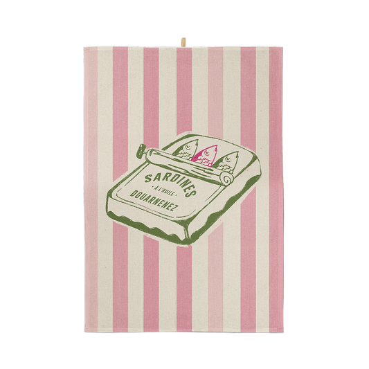 Sardine cotton tea towel: Pink