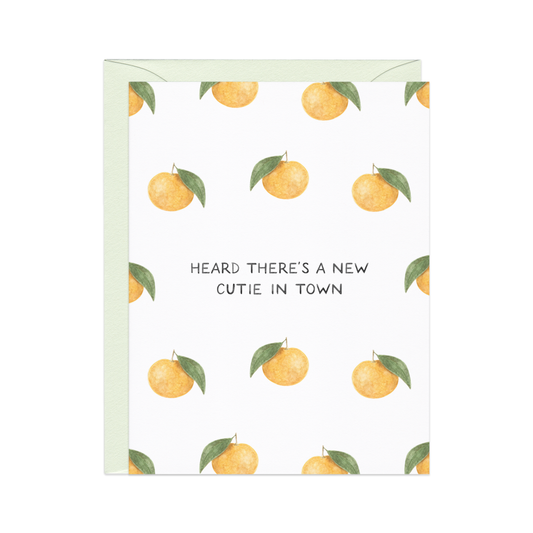 New Cutie In Town — Food Pun New Baby Card